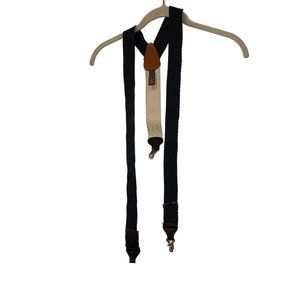 trafalgar navy blue silk grosgrain brown leather braces suspenders